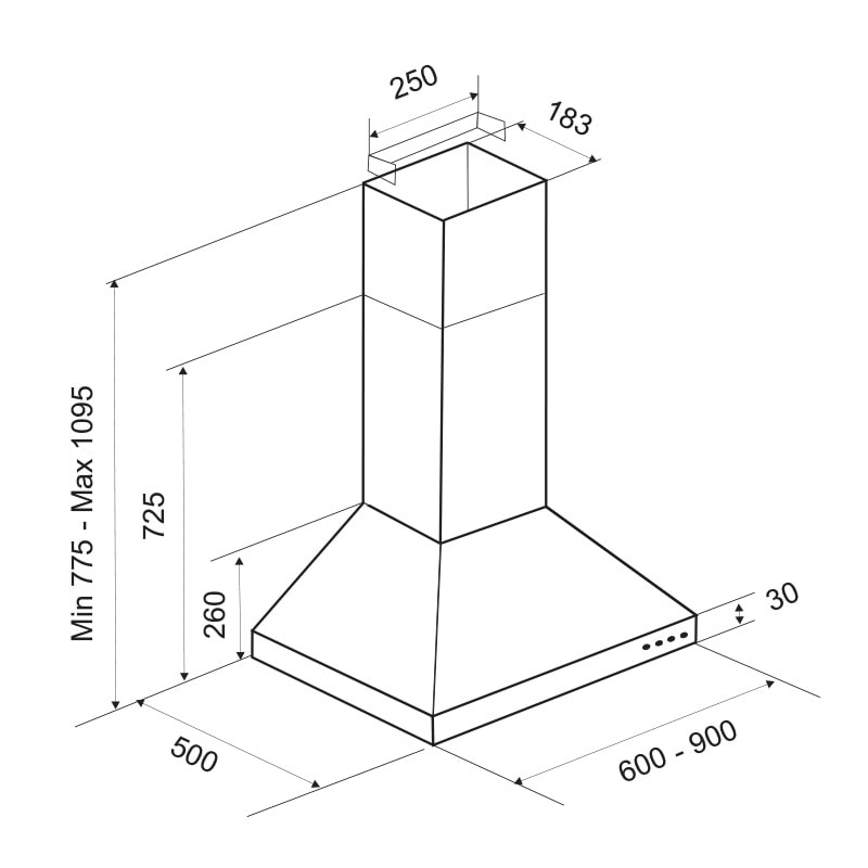 Hotte casquette FOCUS F600X 60 cm - Inox