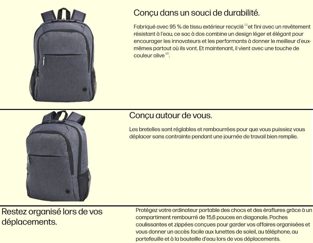 Sac à dos HP pour pc portable à prix Tunisie pas cher