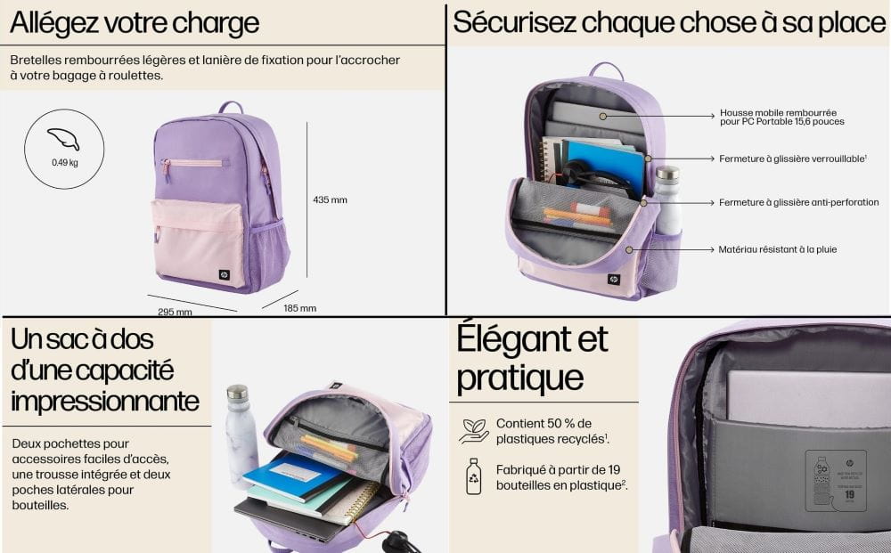 sac à dos hp de 15.6 pouces